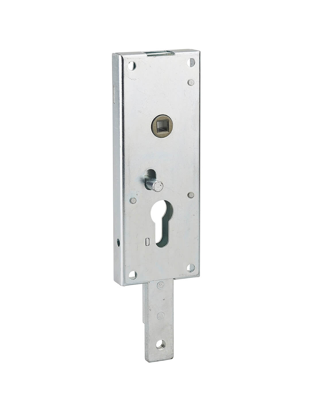 foto del prodotto serratura per porta basculante 1 punto in basso, a cilindro europeo, per garage, 60x160mm, quadro 7mm, zincato thirard