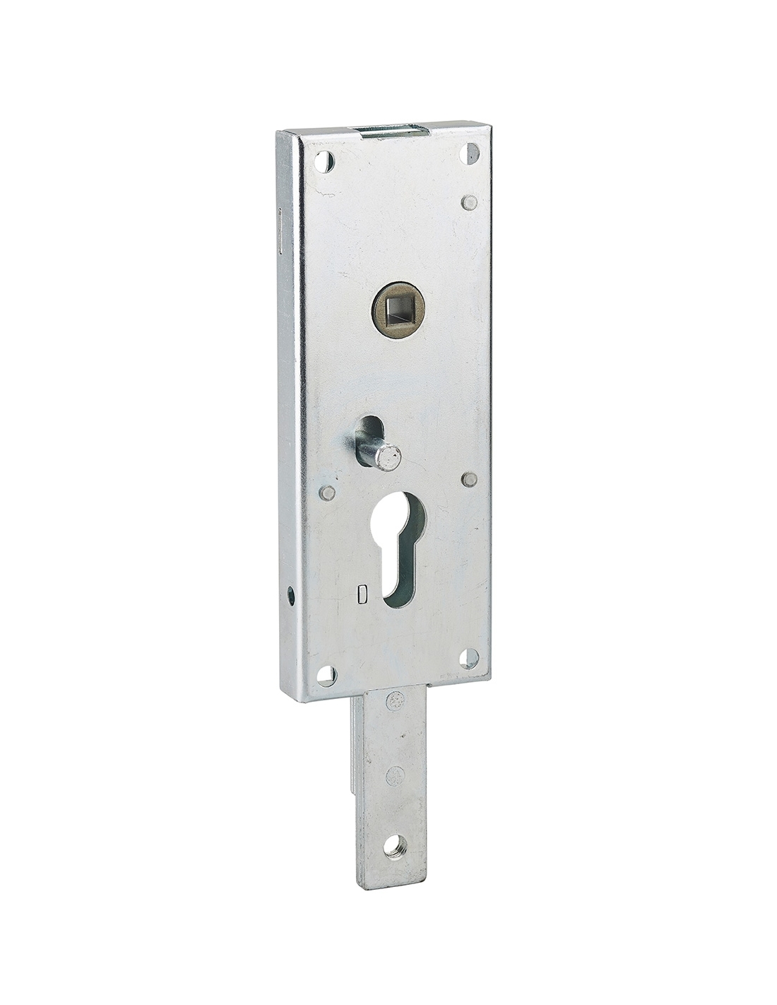 foto del prodotto serratura per porta basculante 1 punto in basso, a cilindro europeo, per garage, 60x160mm, quadro 7mm, zincato thirard