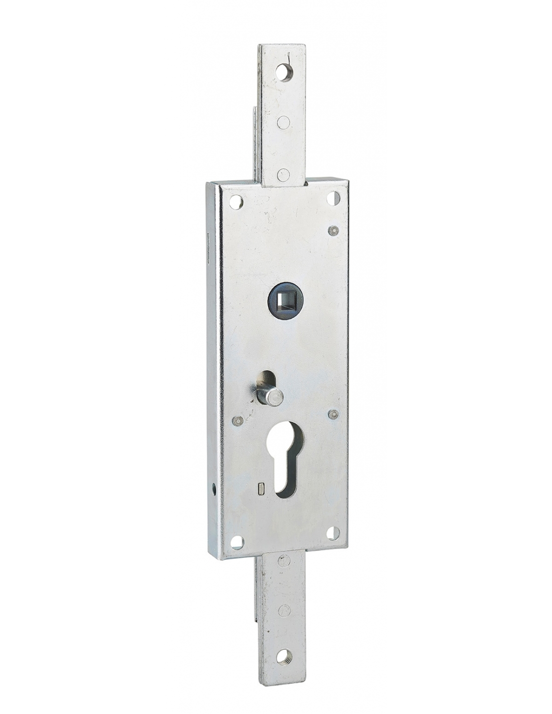 foto del prodotto serratura per porta basculante 2 punti alto e basso, a cilindro europeo, garage, 60x160mm, quadro 7mm, zincato thirard
