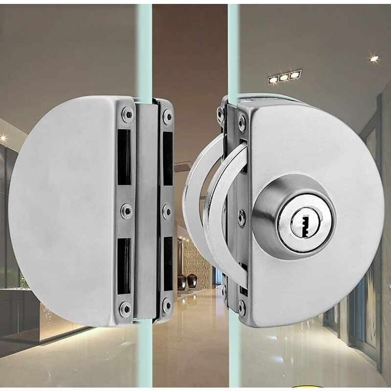 foto del prodotto serratura per porta in vetro in acciaio inossidabile con chiave in rame per ufficio, casa, bagno, spessore del vetro 10 12 mm,