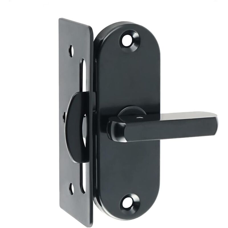 foto del prodotto serratura per porta scorrevole a 90 gradi, fibbia curva in acciaio inox, nera
