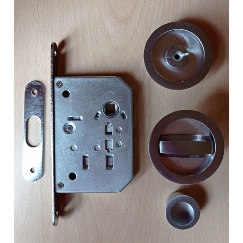 foto del prodotto serratura per porte scorrevoli in kit cromo satinato