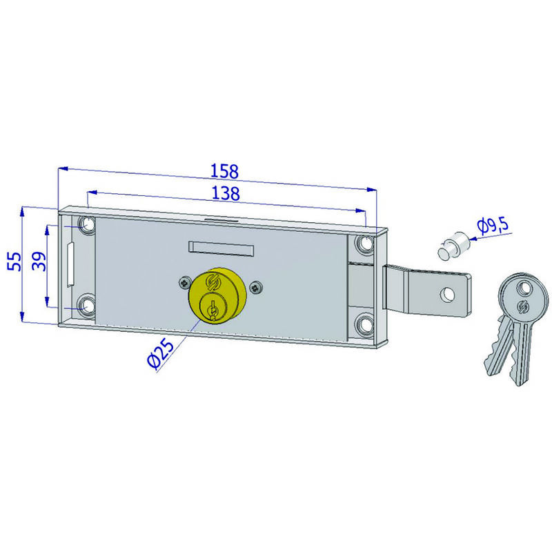 foto del prodotto serratura per serranda laterale cilindro fisso tondo sx 2275szb4508xx2 