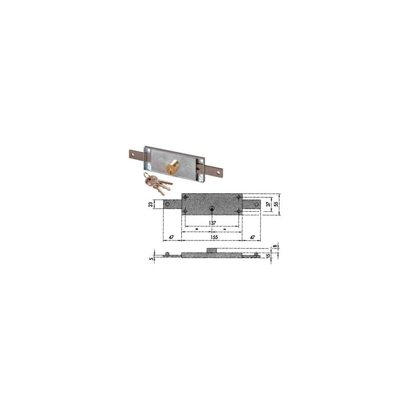 foto del prodotto serratura serranda centrale cilindro fisso tondo 41510 mm.155x15x55h. 41510780 