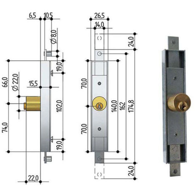 foto del prodotto serratura serrande 2 ch.ver.dir 6602 prefer