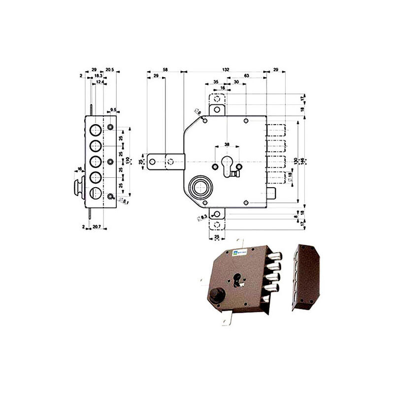 foto del prodotto serratura sic.quintupl.dx scrocco 38650 mottura