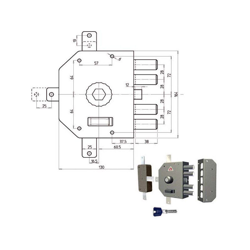foto del prodotto serratura sic.quintuplice sx pompa 3350p cr