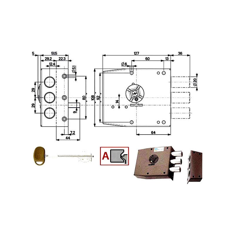 foto del prodotto serratura sic.semplice dx dm 20501 mottura