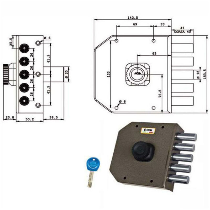 foto del prodotto serratura sic.semplice dx pompa ja421 moia