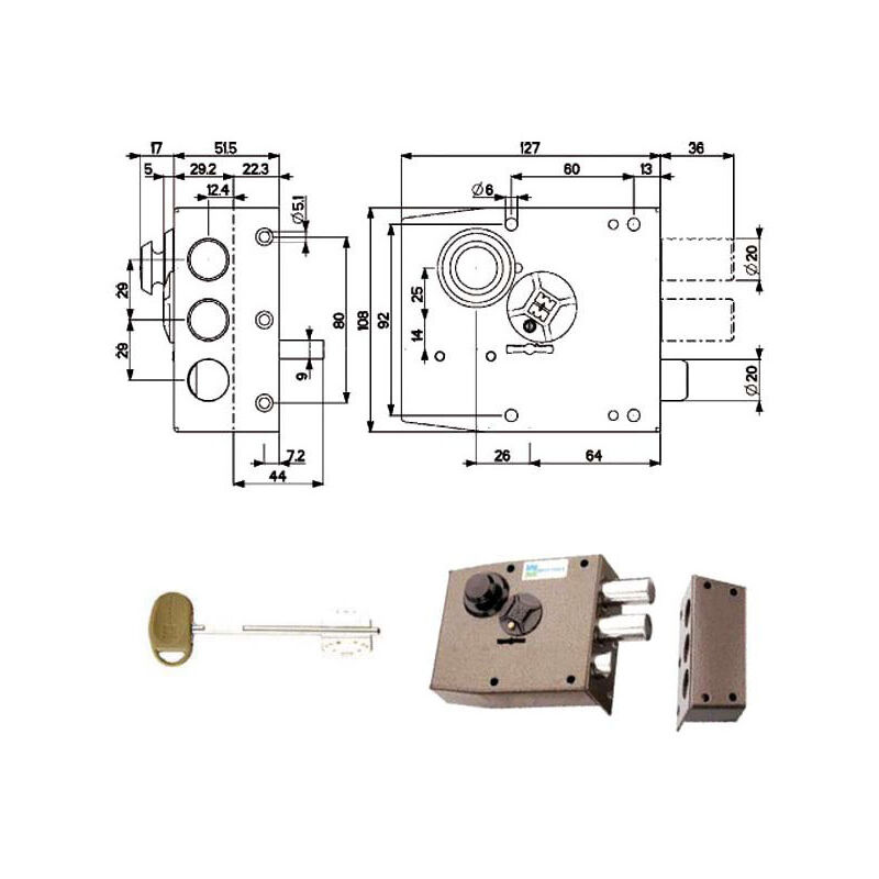 foto del prodotto serratura sic.semplice sx dm 20511 mottura