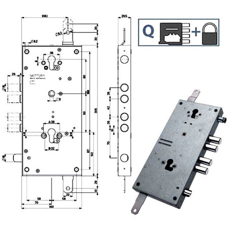 foto del prodotto serratura sic.triplice 898t1 mottura