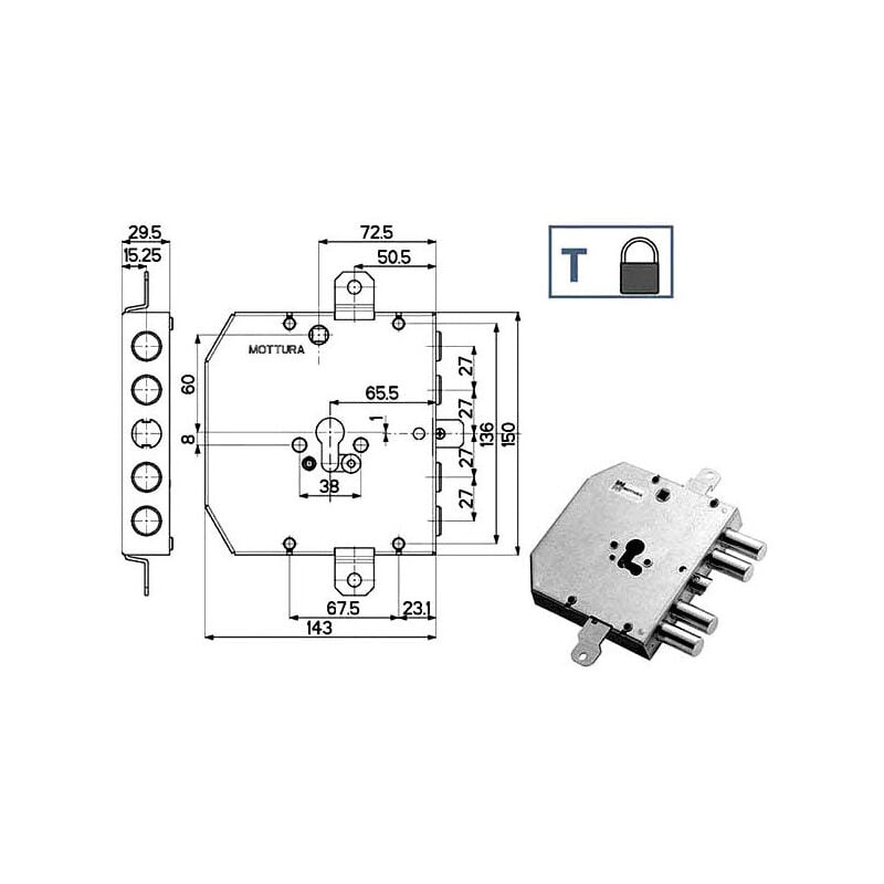 foto del prodotto serratura sic.triplice 89e31 mottura