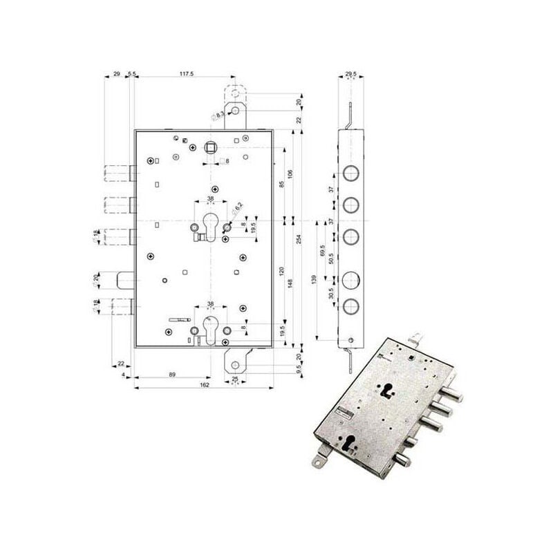 foto del prodotto serratura sic.triplice dx 89859 mottura