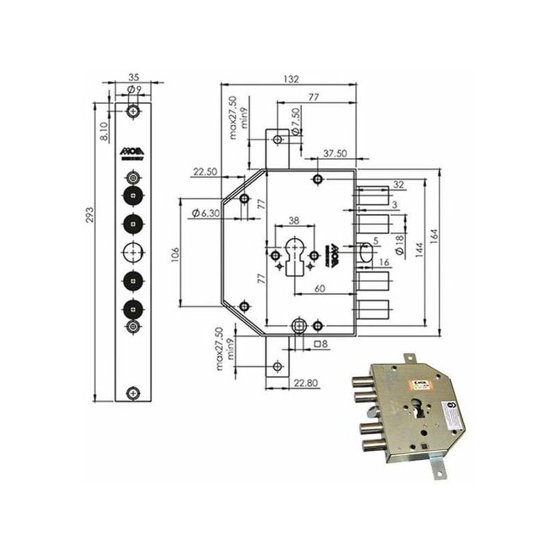 foto del prodotto serratura sic.triplice dx cil. e60 cp954dfb moia