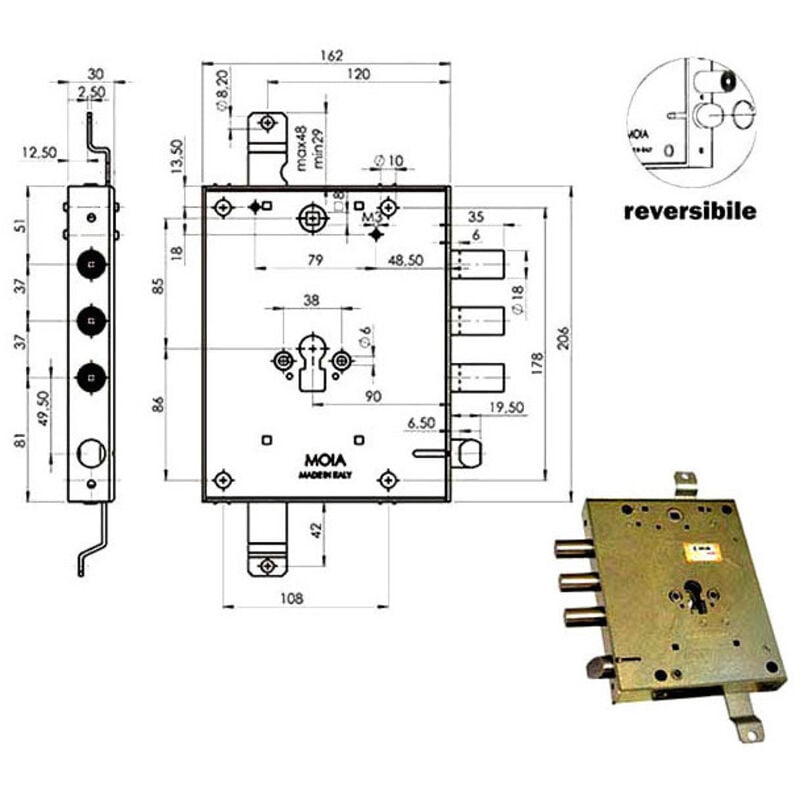 foto del prodotto serratura sic.triplice dx cil.e89 rmga664 373 moia
