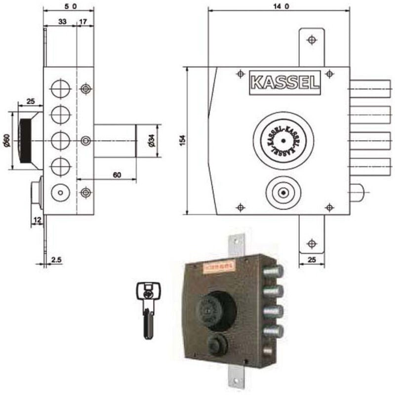 foto del prodotto serratura sic.triplice dx pompa 2351/cp kassel