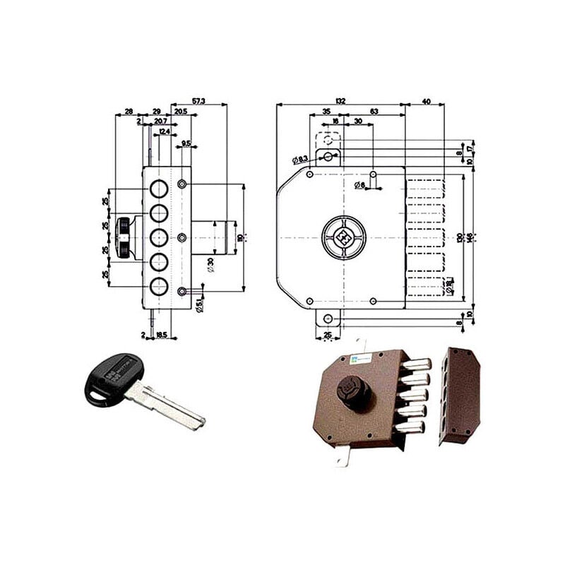 foto del prodotto serratura sic.triplice dx pompa 30621 mottura
