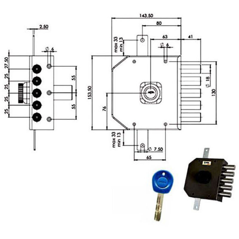 foto del prodotto serratura sic.triplice dx pompa jm423 moia