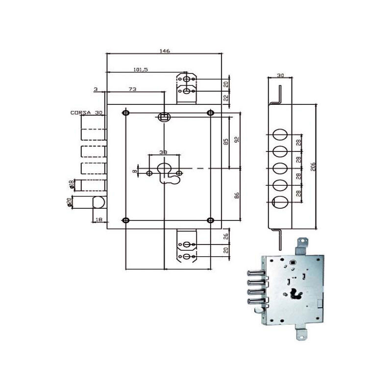 foto del prodotto serratura sic.triplice dx sx 668.0328.0g70 iseo