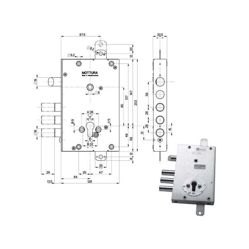 foto del prodotto serratura sic.triplice sx 89451 mottura
