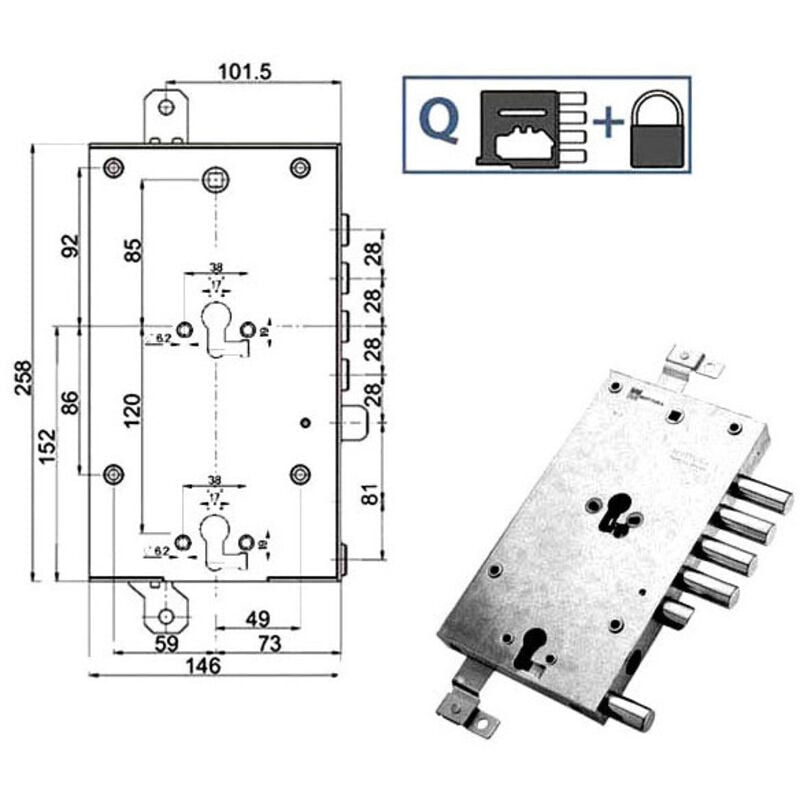 foto del prodotto serratura sic.triplice sx 89845 mottura