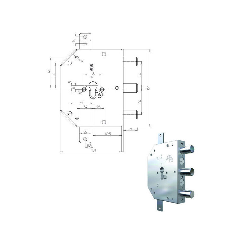 foto del prodotto serratura sic.triplice sx cil. 2105g 61 cr