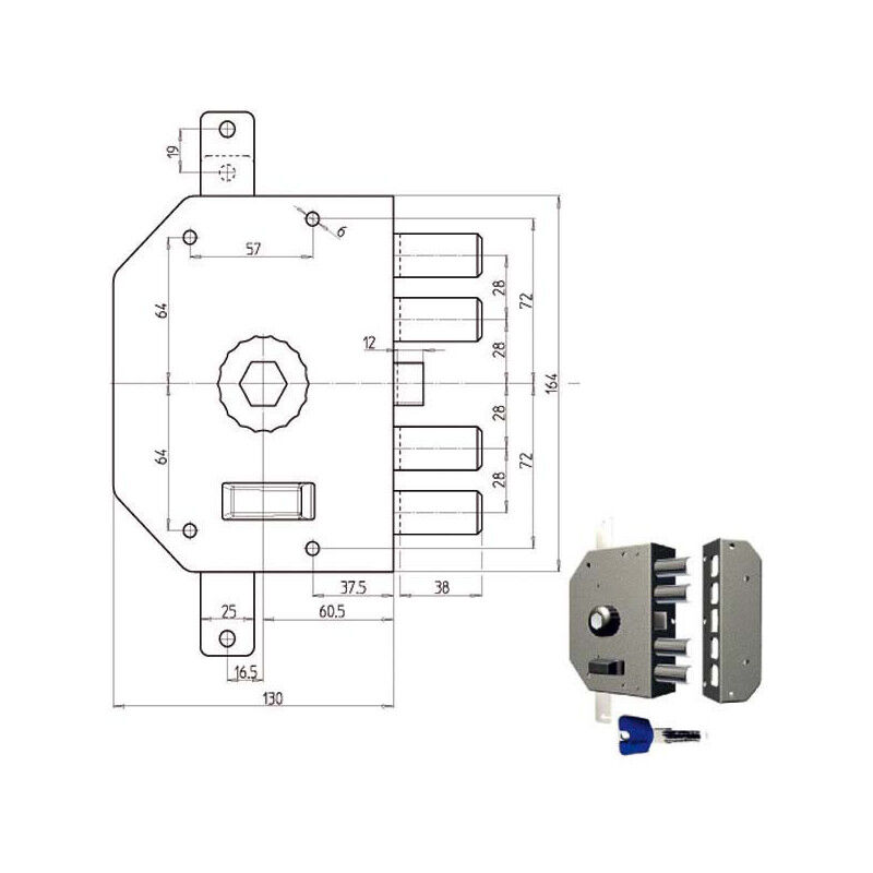 foto del prodotto serratura sic.triplice sx pompa 3250p cr