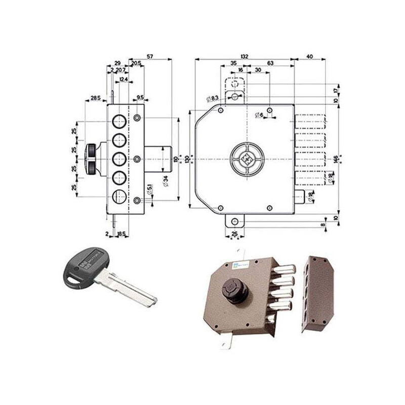 foto del prodotto serratura sic.triplice sx pompa scr. 30631 mottura