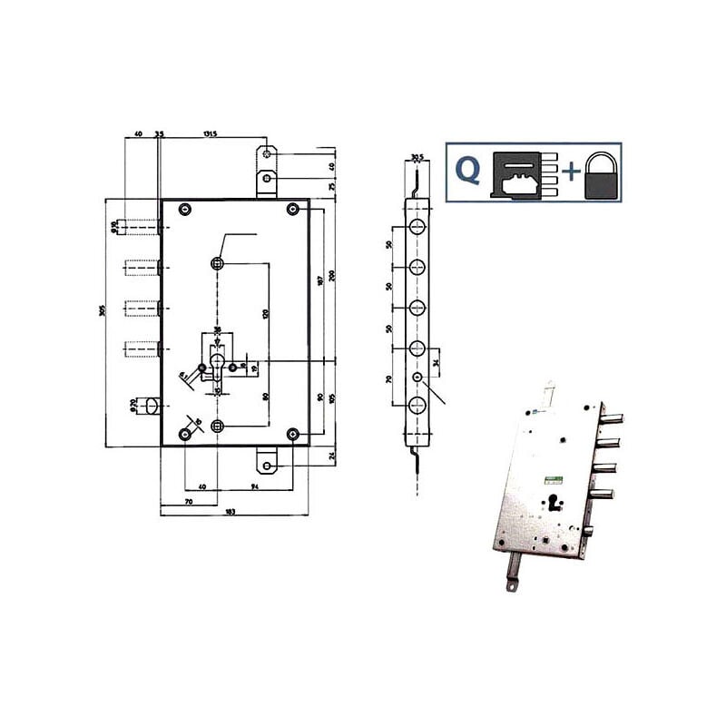 foto del prodotto serratura sic.triplice sx scr 110 85461 mottura