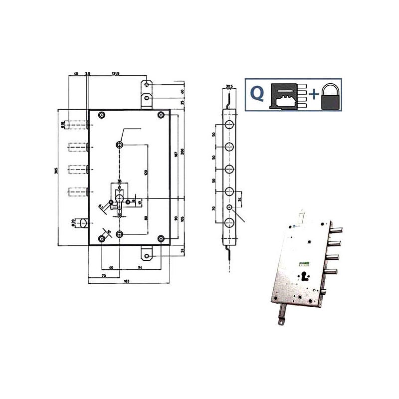 foto del prodotto serratura sic.triplice sx scr 70 85461 mottura