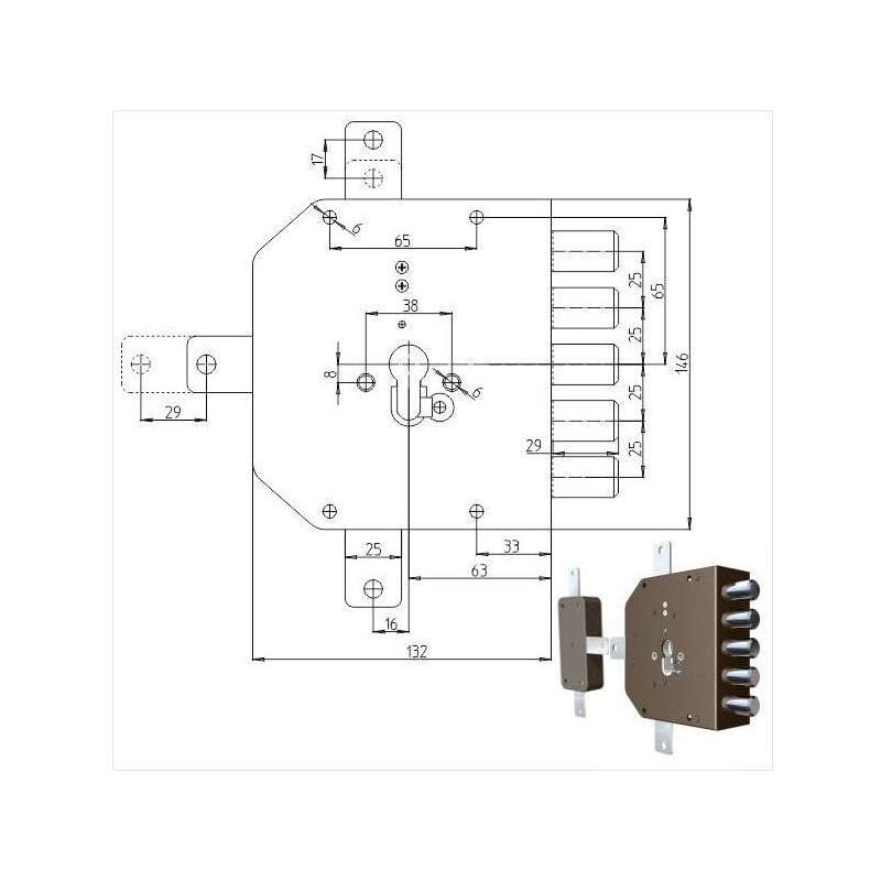 foto del prodotto serratura sicura quintuplice dx cilindro 2300pe mc cr