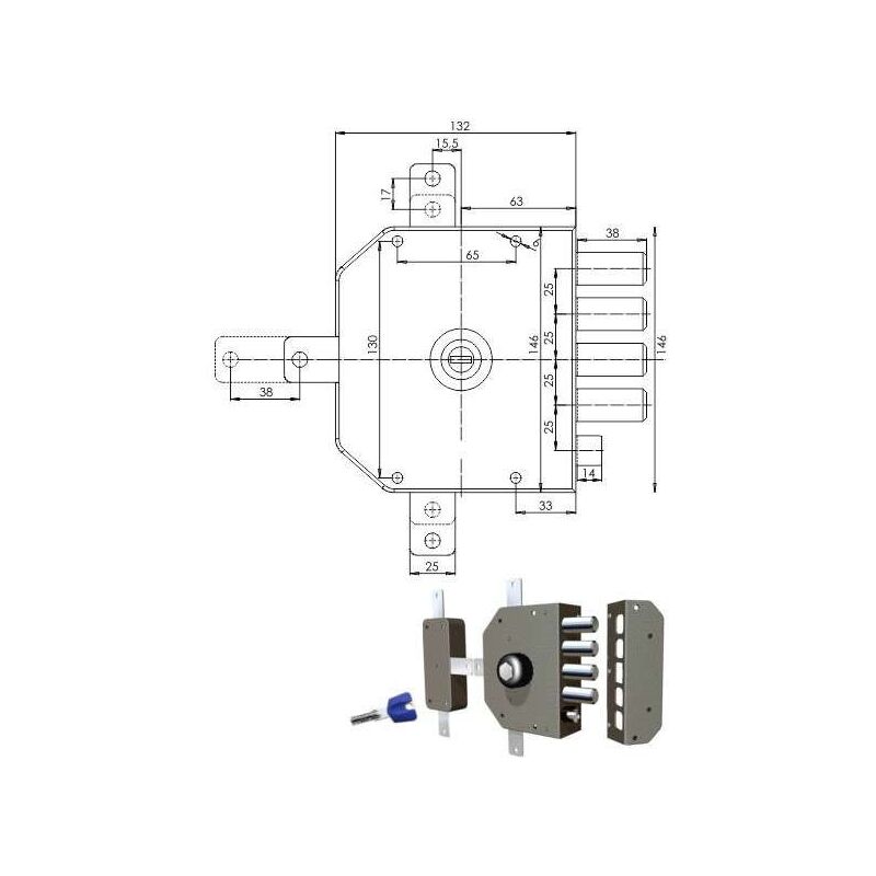 foto del prodotto serratura sicura quintuplice sx pompa 3350 mc cr