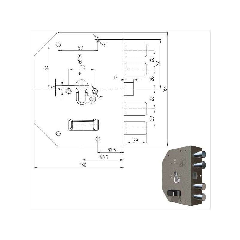 foto del prodotto serratura sicura semplice dx cilindro 2050pe cr