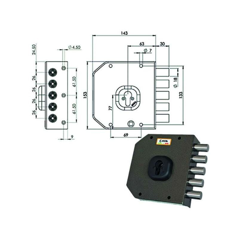 immagine 0 del prodotto serratura sicura semplice sx cilindro a451 moia