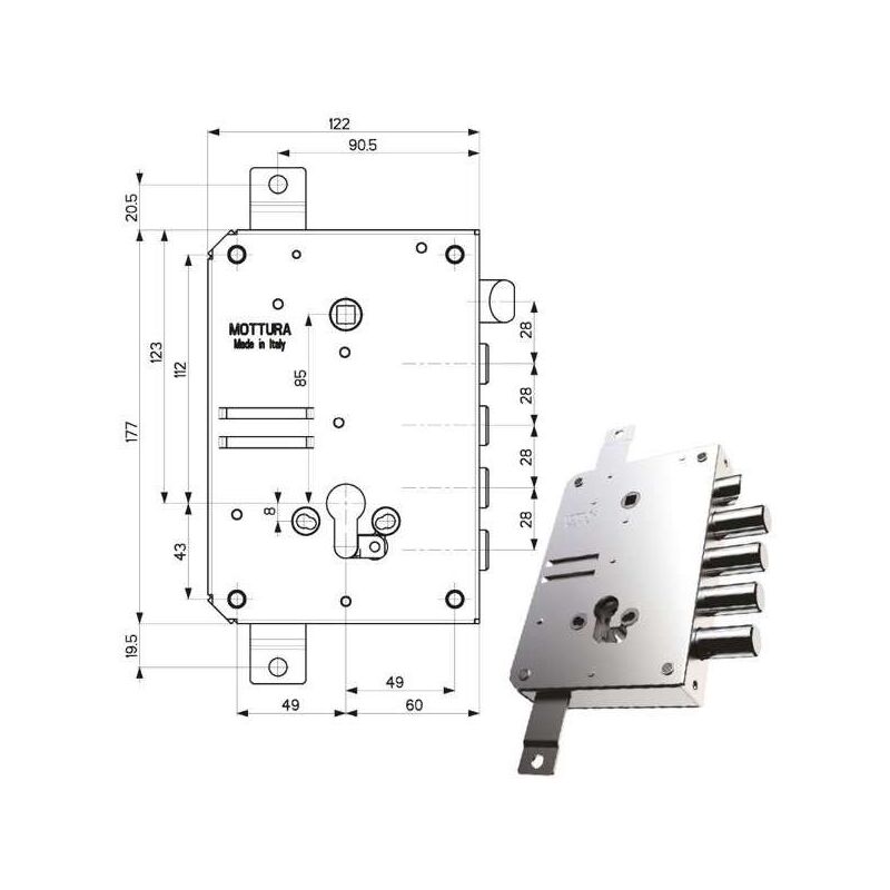 foto del prodotto serratura sicura triplice 89b51 mottura