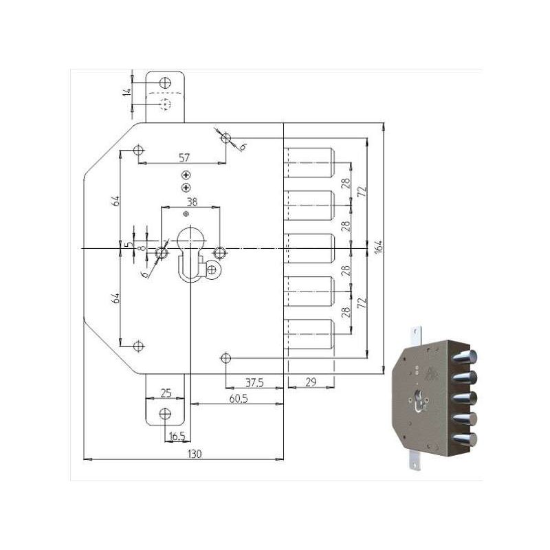 foto del prodotto serratura sicura triplice dx cilindro 2200pe cr