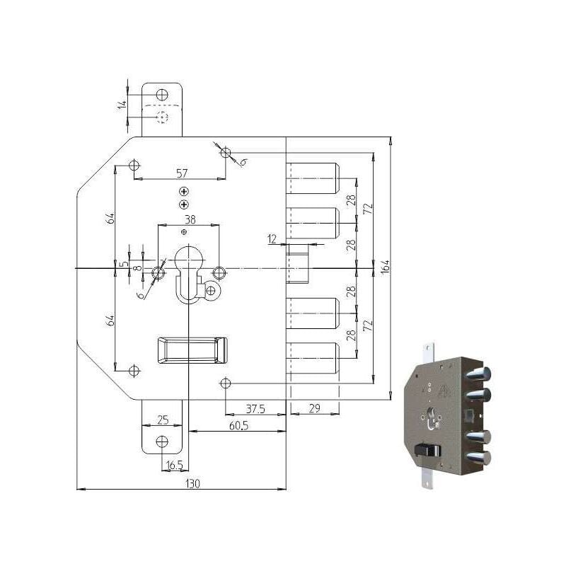foto del prodotto serratura sicura triplice dx cilindro 2250pe cr