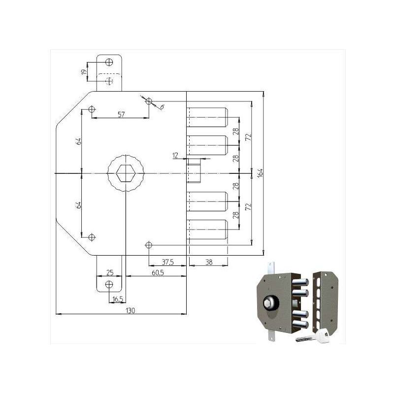 foto del prodotto serratura sicura triplice dx pompa 3250p cr