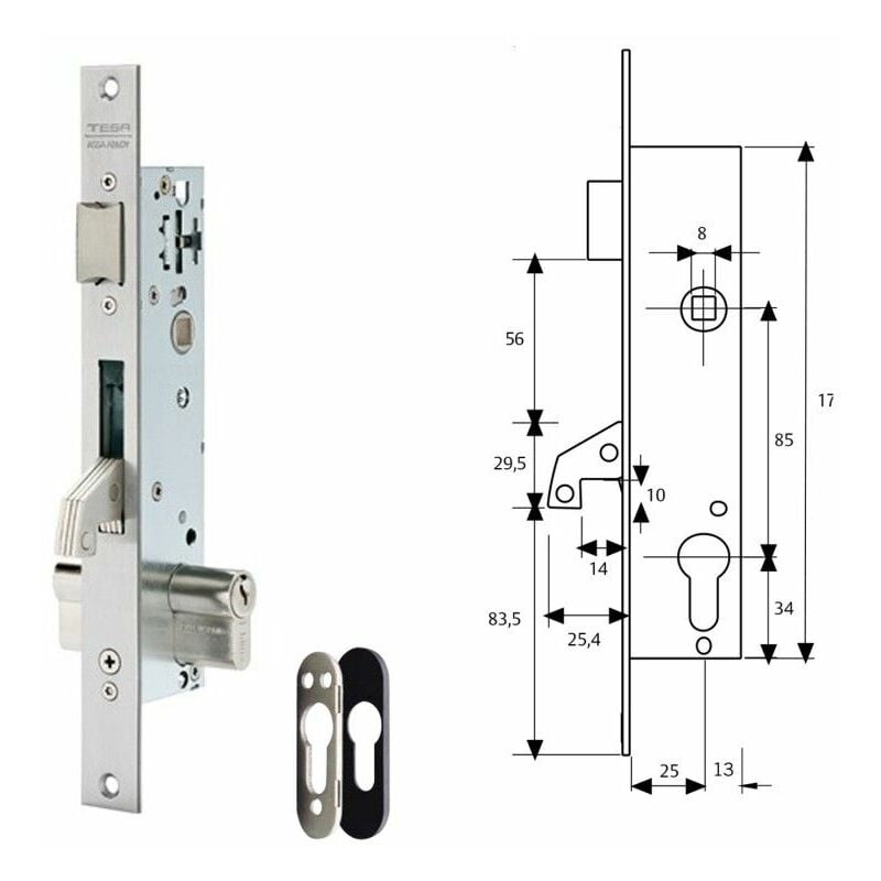 foto del prodotto serratura tesa 2240 25 3ni con bocchetta di sicurezza e190