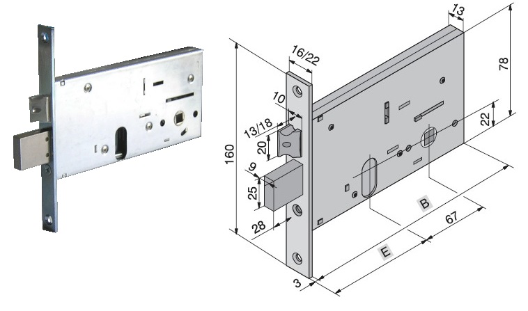 foto del prodotto serratura welka 136.70.010 inf. x fascex allum. s/cilindro