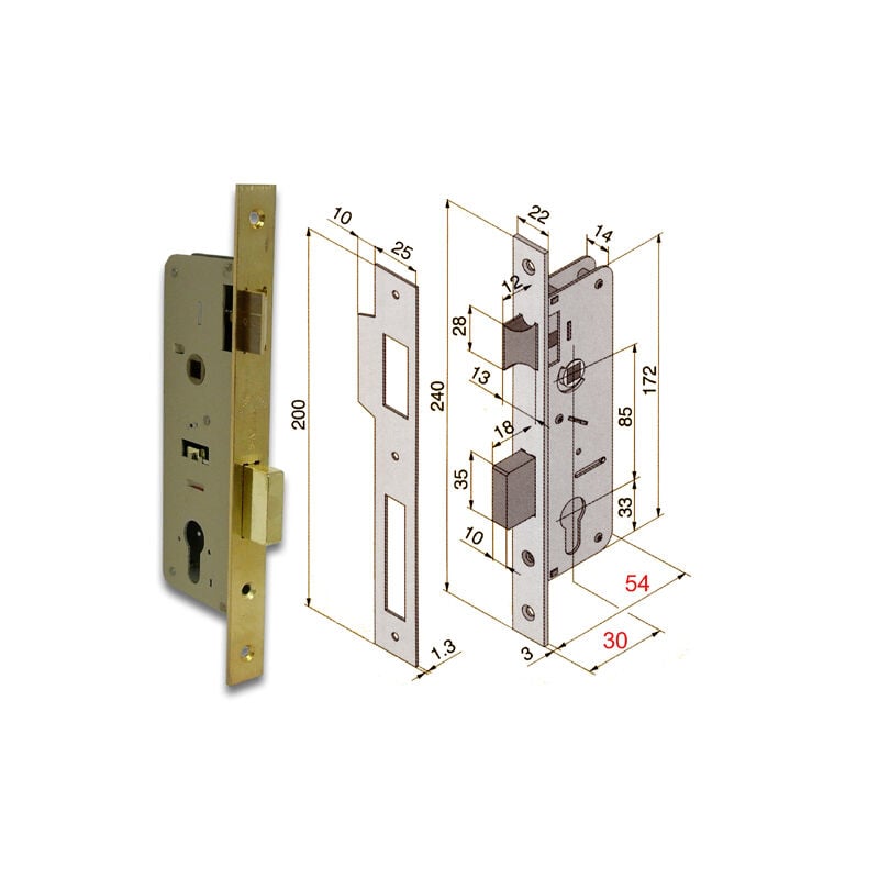 foto del prodotto serratura welka da infilare q8 015 ottonata mm. 35