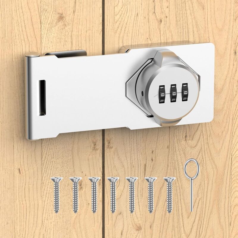 foto del prodotto serrature con password hasp chiusura serrature di sicurezza per armadio porta del fienile cromo 4,5 pollici