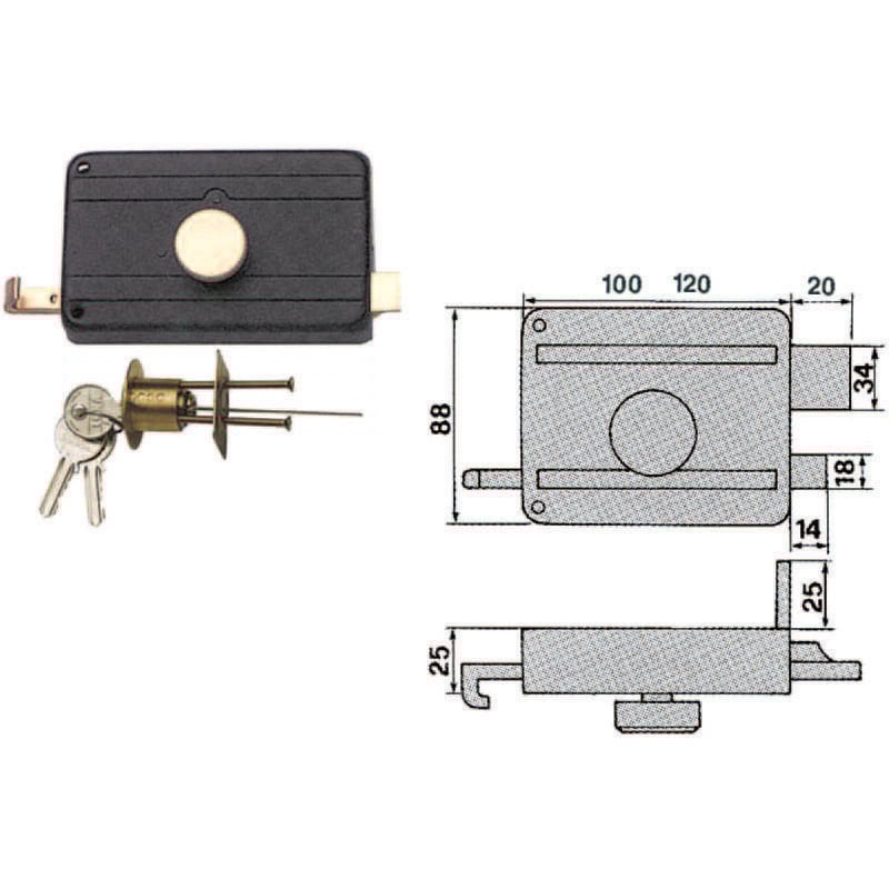 foto del prodotto serrature da portoncino con pomolo interno catenaccio e scrocco 270cs mm.50 270 cs 