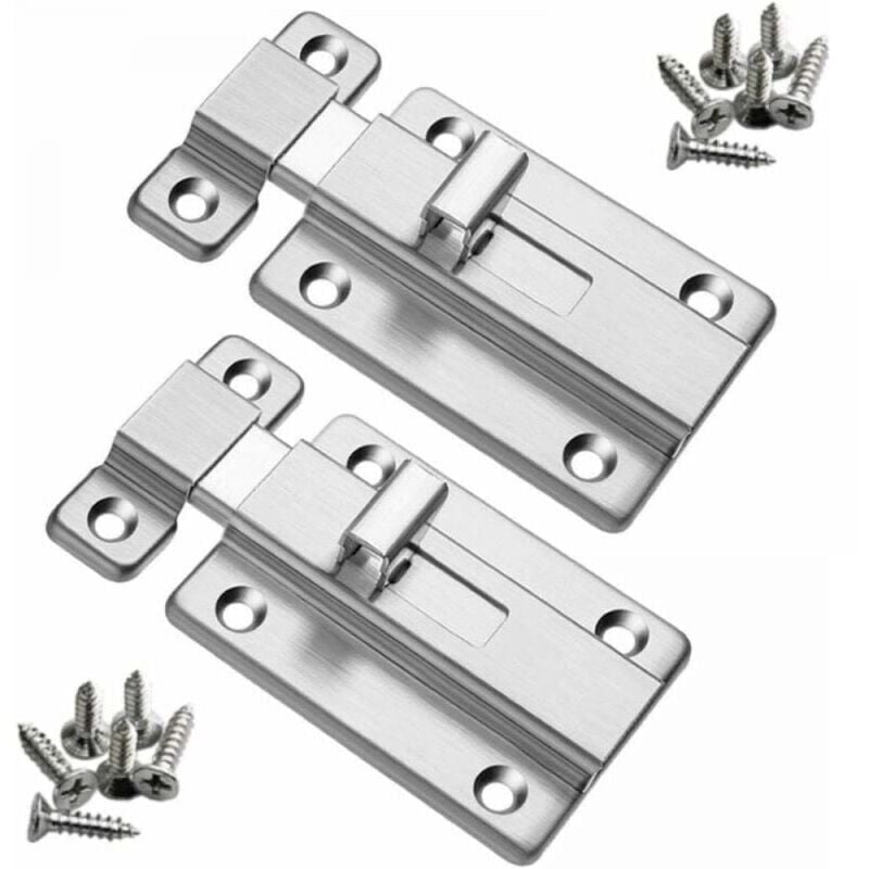 foto del prodotto serrature per porte interne con bullone filettato in acciaio inossidabile, per bagno, wc, camera da letto, 10 cm, confezione da 2