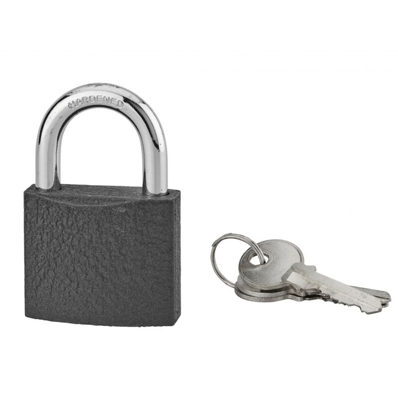 foto del prodotto serruprix lucchetto acera grigio con chiave, base 50 mm, arco in acciaio temprato, 3 chiavi