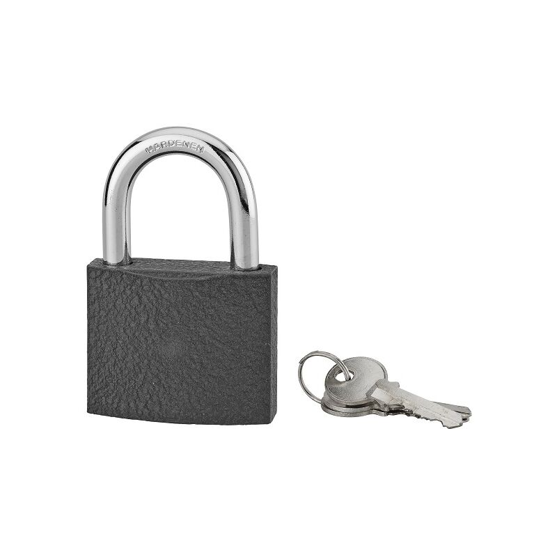 foto del prodotto serruprix lucchetto acera grigio con chiave, base 60 mm, arco in acciaio temprato, 3 chiavi