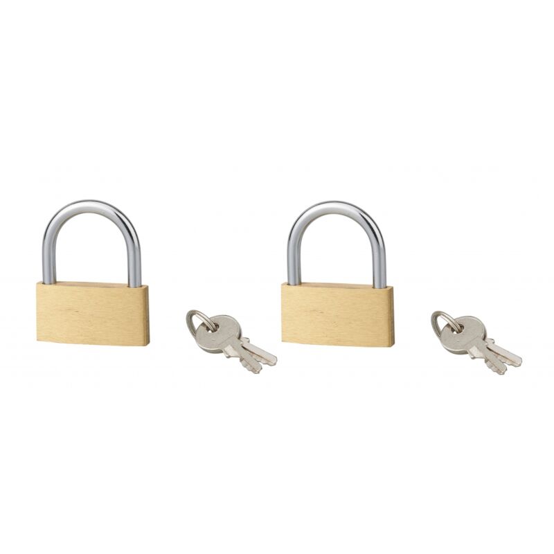 foto del prodotto serruprix set di 2 lucchetti basic con chiave, base 40 mm, ansa in acciaio, chiave uguale, 2 chiavi cad.