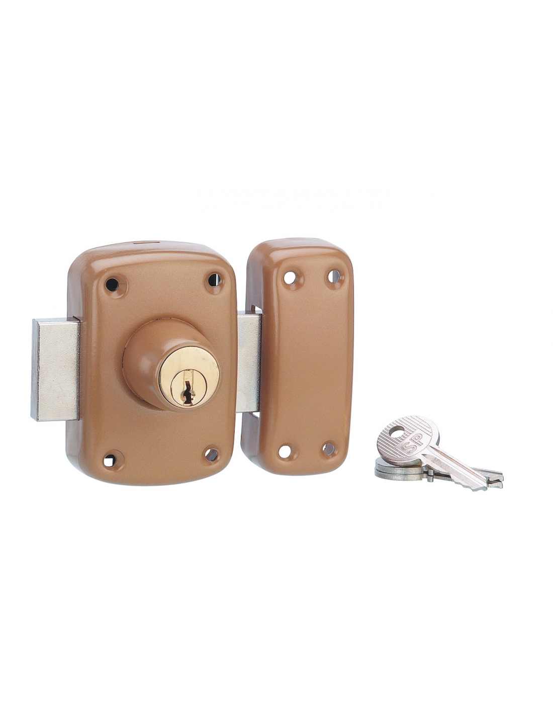 foto del prodotto serrurerie de picardie serratura a pomolo 3020 per porta con vetrata, cilindro 23x40mm, catenaccio 160mm, bronzo, 3 chiavi
