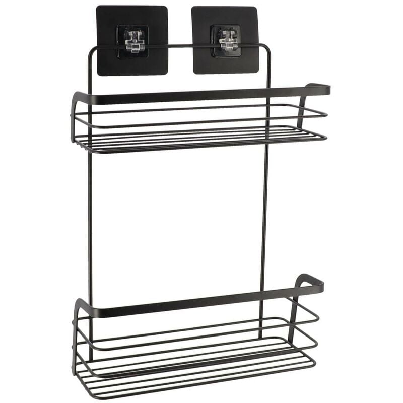 foto del prodotto server metallico a 2 livelli verniciato su schede adesive 3 m nero opaco tendance