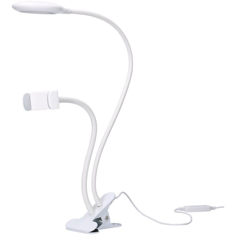 foto del prodotto servi flexo port til led 4 w con pinza para m vil. regulador de tono e intensidad brazo flexible. blanco